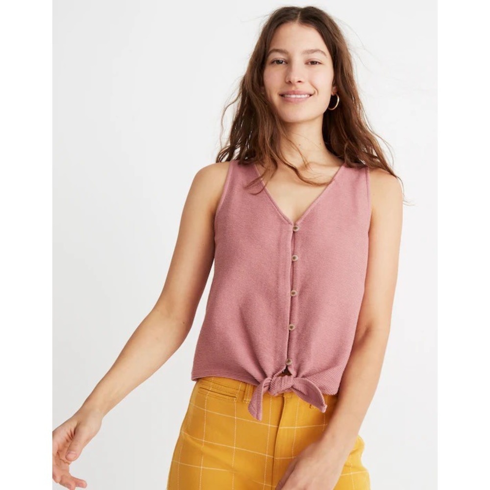 Madewell‎ Texture & Thread Tie Front Button Tank Top Size XL